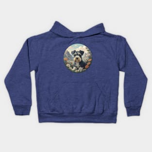 Mini Schnauzer Field Of Flowers Kids Hoodie